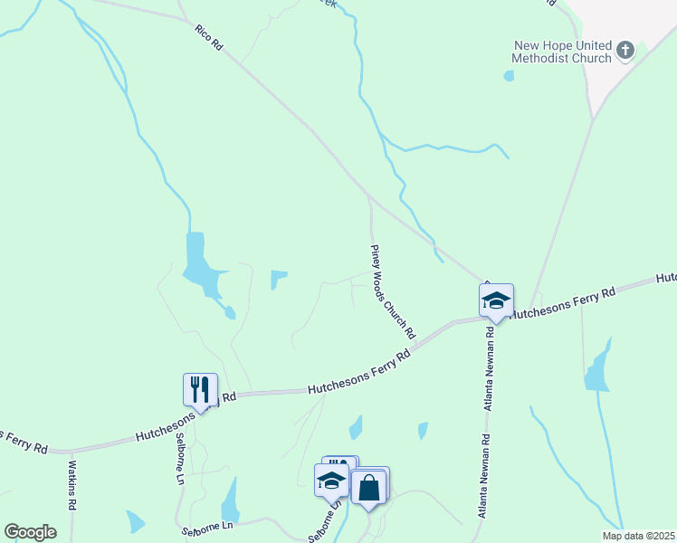 map of restaurants, bars, coffee shops, grocery stores, and more near 15 Farmstead Lane in Chattahoochee Hills