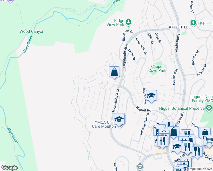 map of restaurants, bars, coffee shops, grocery stores, and more near 29494 Port Royal Way in Laguna Niguel