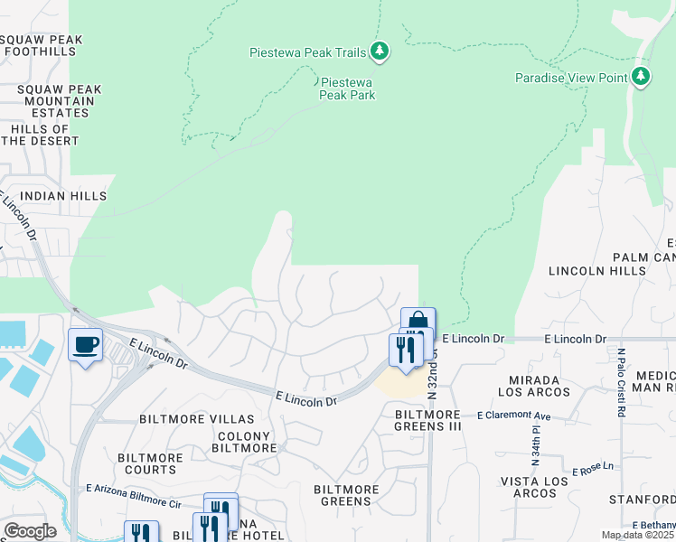 map of restaurants, bars, coffee shops, grocery stores, and more near 9410 North 31st Street in Phoenix