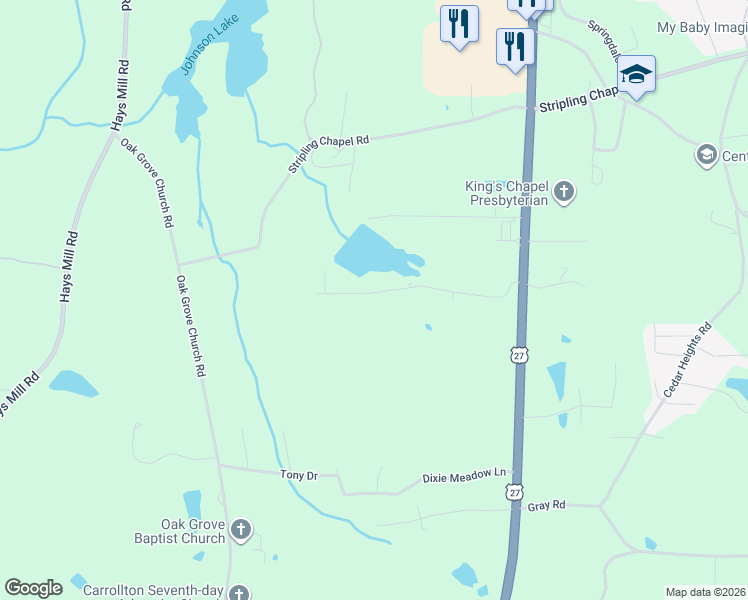 map of restaurants, bars, coffee shops, grocery stores, and more near 210 Don Rich Drive in Carrollton