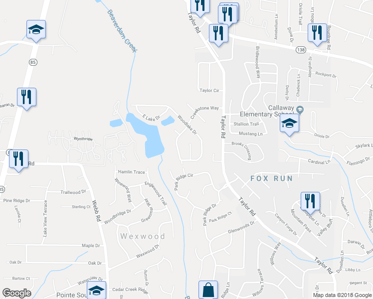 map of restaurants, bars, coffee shops, grocery stores, and more near 8055 South Bay Court in Riverdale