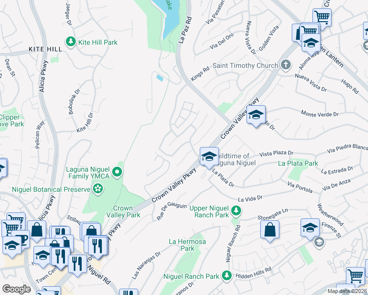 map of restaurants, bars, coffee shops, grocery stores, and more near 24452 Kings View in Laguna Niguel