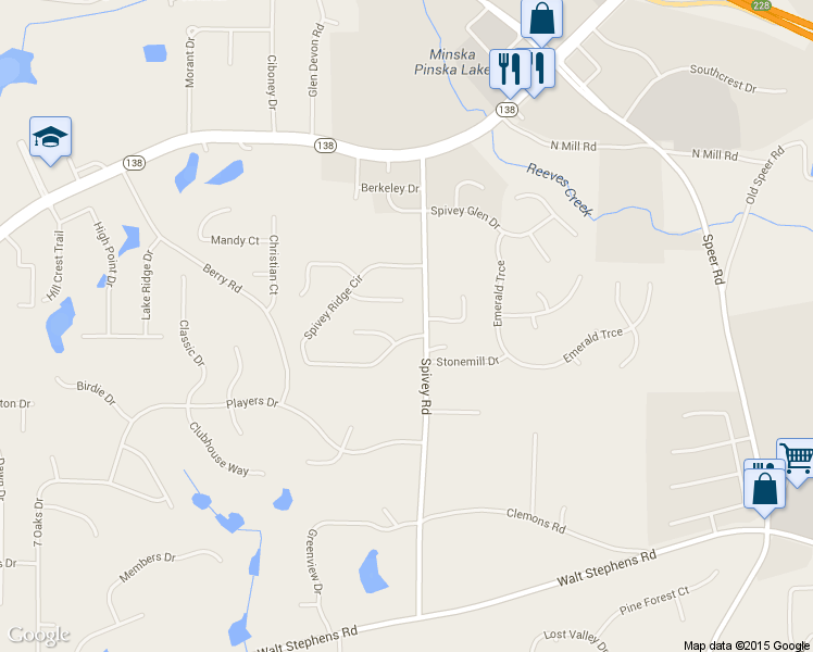 map of restaurants, bars, coffee shops, grocery stores, and more near 301 Spivey Ridge Circle in Jonesboro
