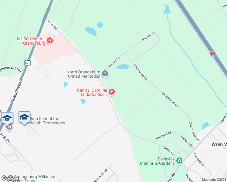 map of restaurants, bars, coffee shops, grocery stores, and more near 910 Cook Road in Orangeburg