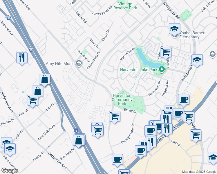map of restaurants, bars, coffee shops, grocery stores, and more near 40409 Corrigan Place in Temecula