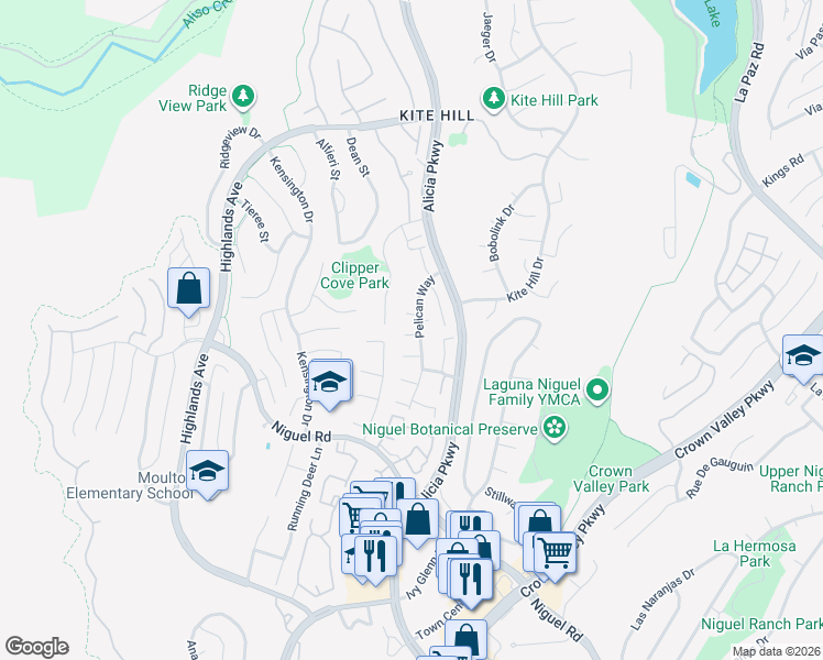 map of restaurants, bars, coffee shops, grocery stores, and more near 23711 Whale Cove in Laguna Niguel