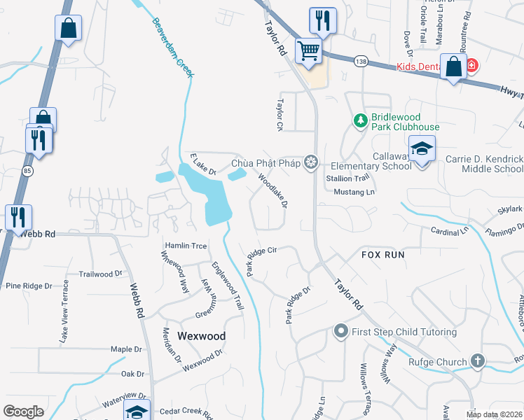 map of restaurants, bars, coffee shops, grocery stores, and more near 8049 South Bay Court in Riverdale