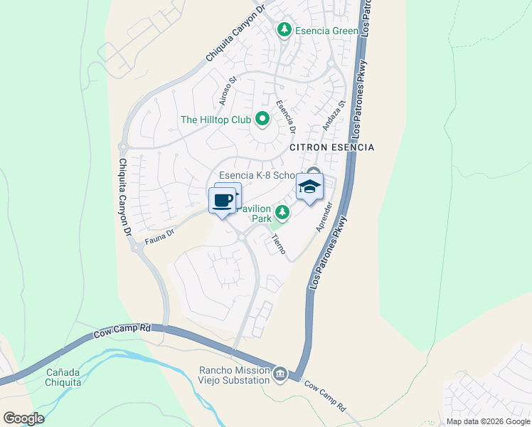 map of restaurants, bars, coffee shops, grocery stores, and more near 102 Marisol Street in Ladera Ranch