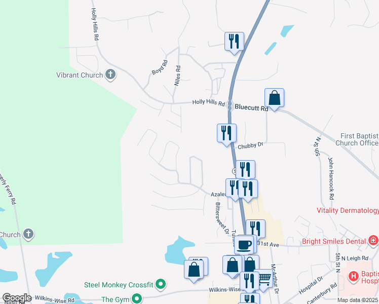 map of restaurants, bars, coffee shops, grocery stores, and more near 3515 Camellia Circle in Columbus