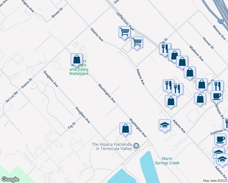 map of restaurants, bars, coffee shops, grocery stores, and more near Fig Street in Murrieta