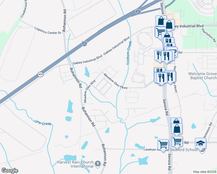map of restaurants, bars, coffee shops, grocery stores, and more near 6029 Preserve Pass in Fairburn