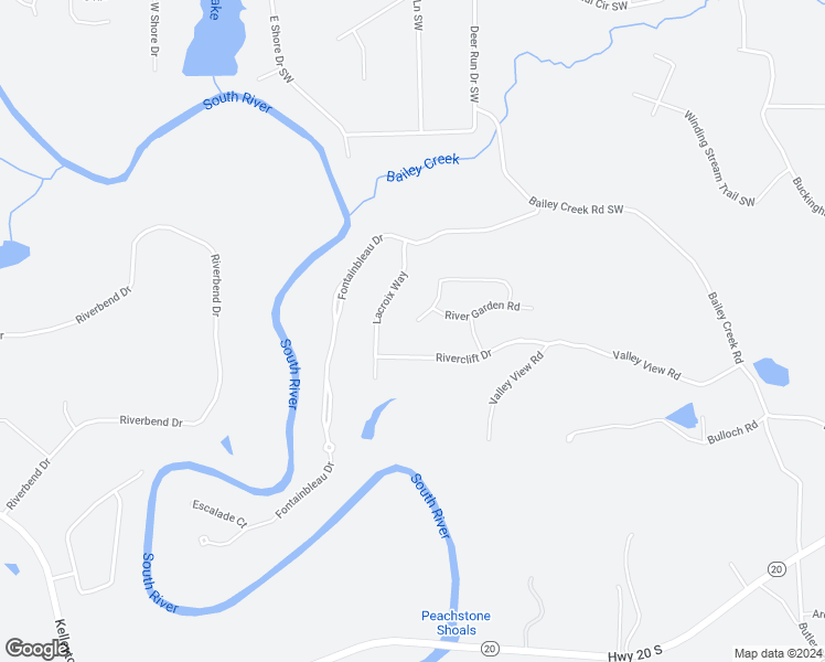 map of restaurants, bars, coffee shops, grocery stores, and more near 4032 River Garden Circle in Covington