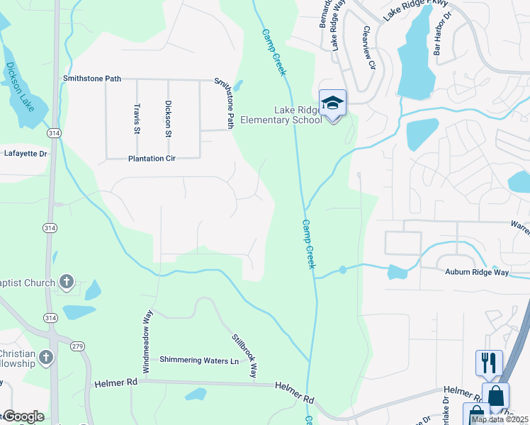map of restaurants, bars, coffee shops, grocery stores, and more near 115 Ensley Point in Fayetteville