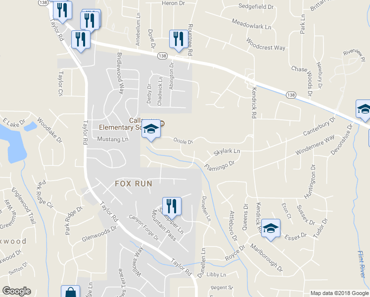 map of restaurants, bars, coffee shops, grocery stores, and more near 8038 Flamingo Drive in Jonesboro