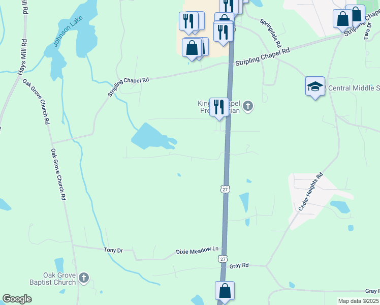 map of restaurants, bars, coffee shops, grocery stores, and more near 115 Don Rich Drive in Carrollton