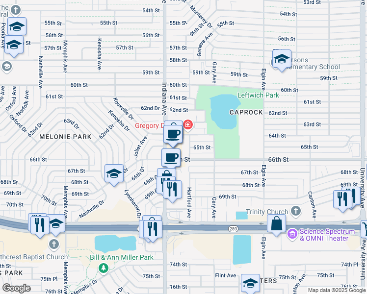 map of restaurants, bars, coffee shops, grocery stores, and more near 6402 Hartford Avenue in Lubbock