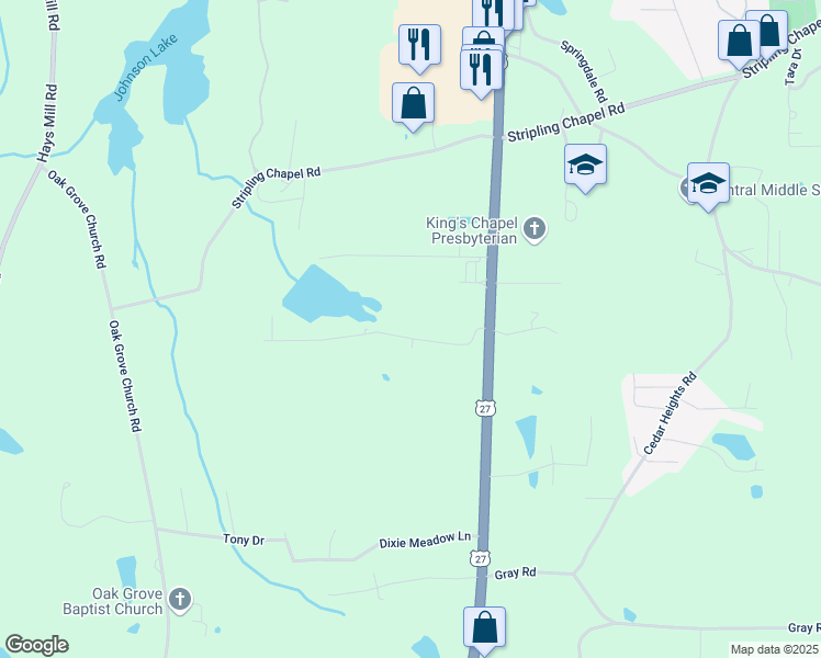 map of restaurants, bars, coffee shops, grocery stores, and more near 115 Don Rich Drive in Carrollton