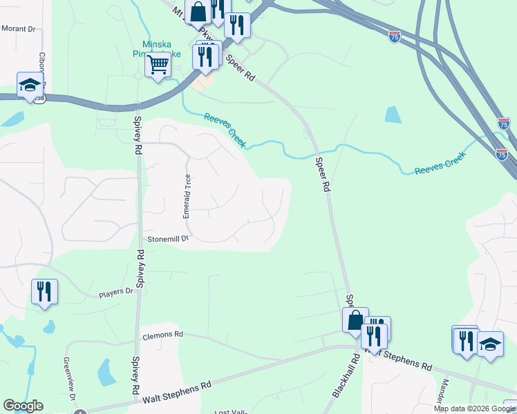 map of restaurants, bars, coffee shops, grocery stores, and more near 1015 Chads Ridge in Jonesboro
