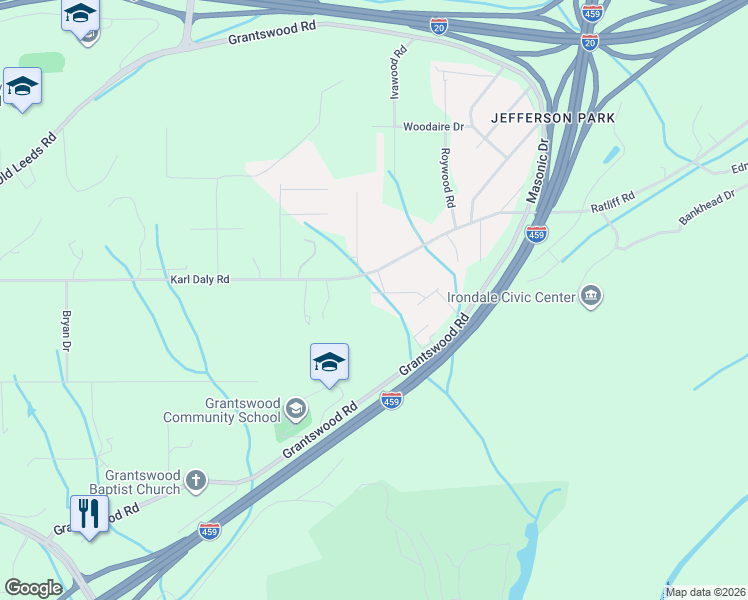 map of restaurants, bars, coffee shops, grocery stores, and more near 3251 Yellowhammer Drive in Birmingham