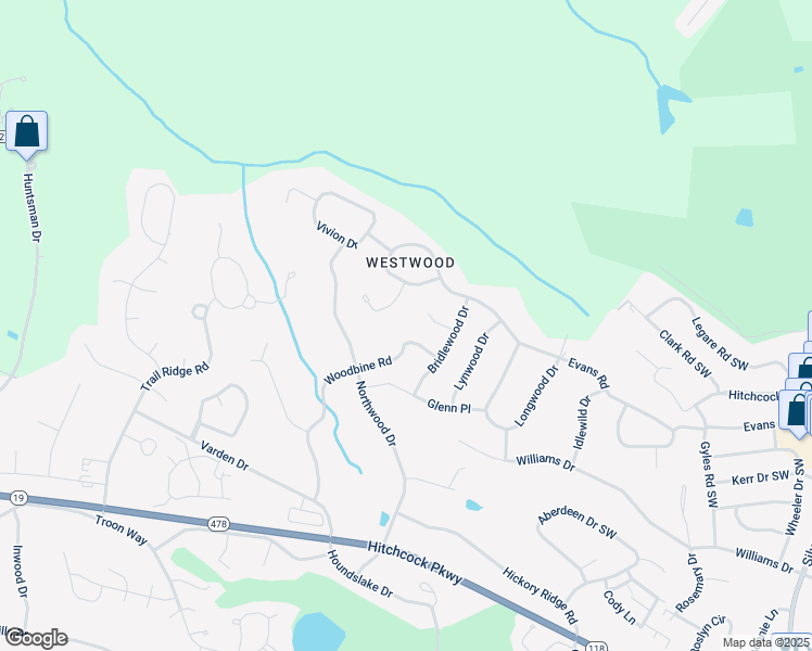 map of restaurants, bars, coffee shops, grocery stores, and more near 1229 Woodbine Road in Aiken