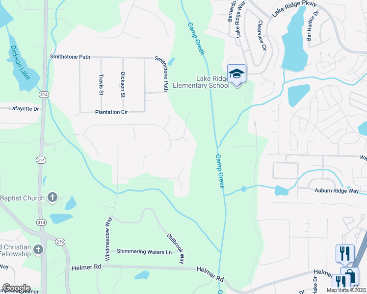 map of restaurants, bars, coffee shops, grocery stores, and more near 105 Ensley Point in Fayetteville