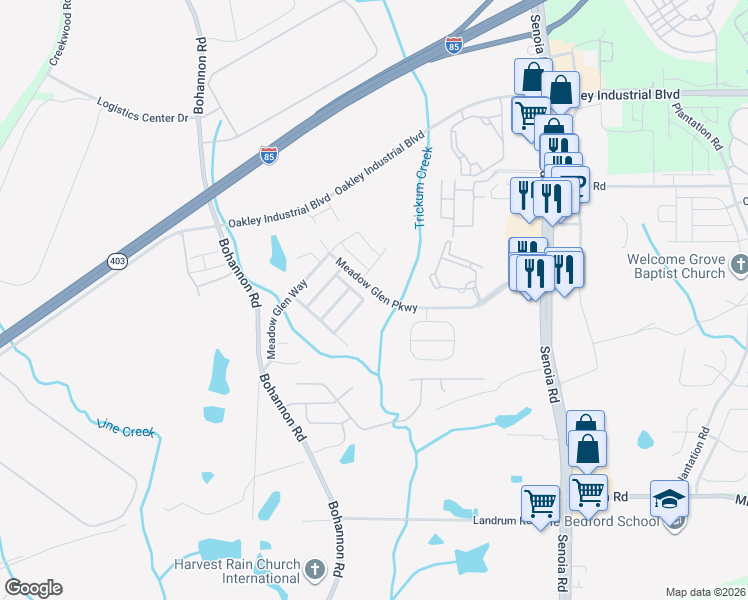 map of restaurants, bars, coffee shops, grocery stores, and more near 6021 Preserve Pass in Fairburn