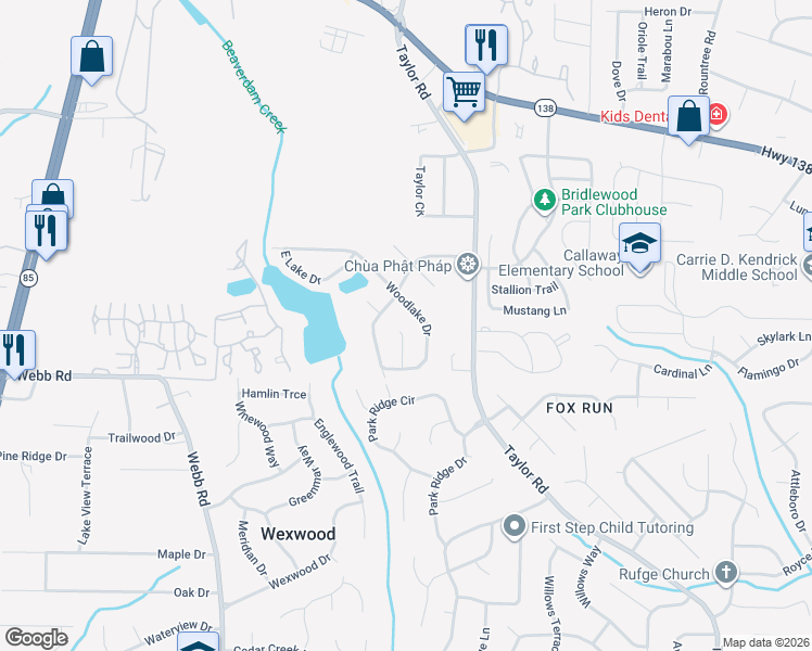 map of restaurants, bars, coffee shops, grocery stores, and more near 8033 South Bay Court in Riverdale