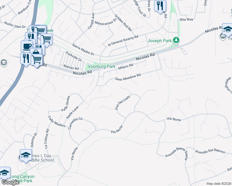 map of restaurants, bars, coffee shops, grocery stores, and more near 30289 Corte Coelho in Temecula