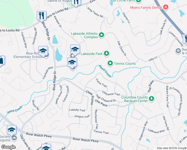 map of restaurants, bars, coffee shops, grocery stores, and more near 3981 High Chaparral Drive in Martinez