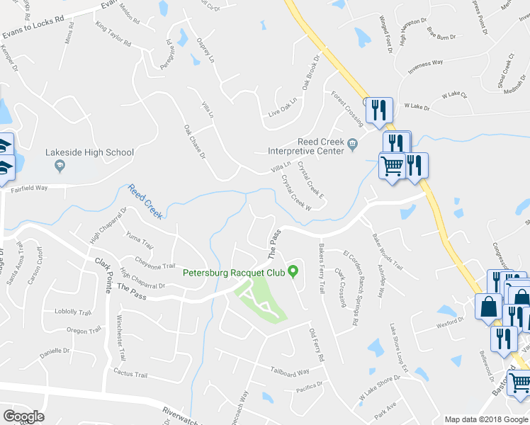 map of restaurants, bars, coffee shops, grocery stores, and more near 507 Granite Point in Augusta