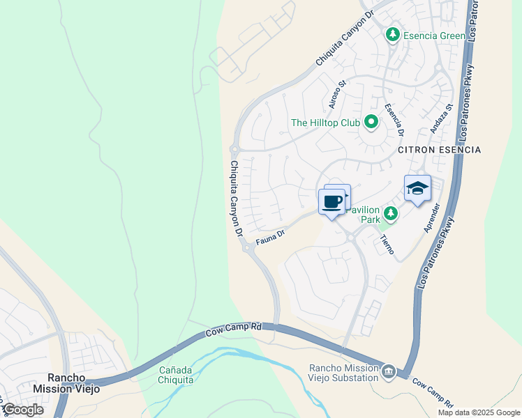 map of restaurants, bars, coffee shops, grocery stores, and more near 74 Cerrero Court in Ladera Ranch