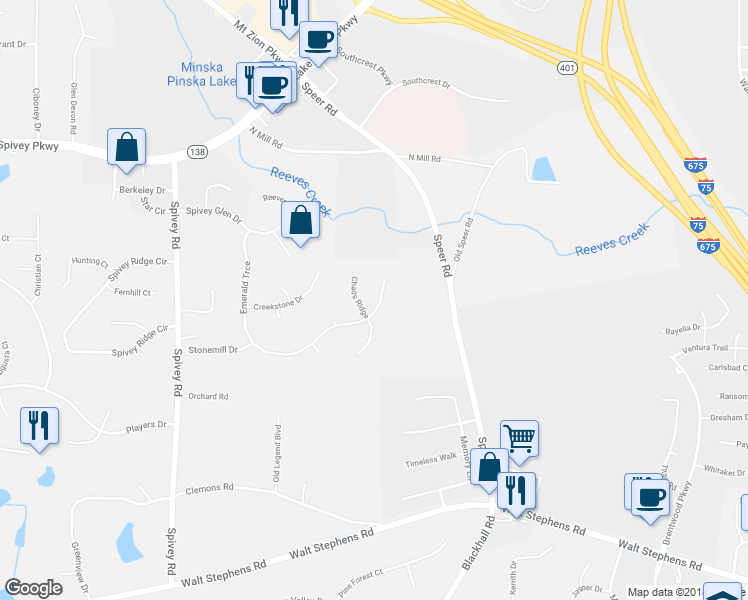 map of restaurants, bars, coffee shops, grocery stores, and more near 474 Emerald Trce in Jonesboro