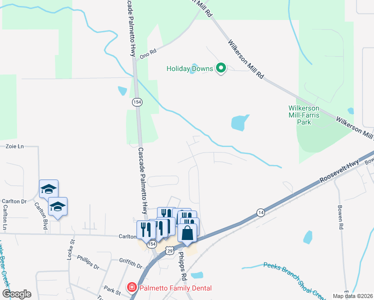 map of restaurants, bars, coffee shops, grocery stores, and more near 538 Walnut Way in Palmetto