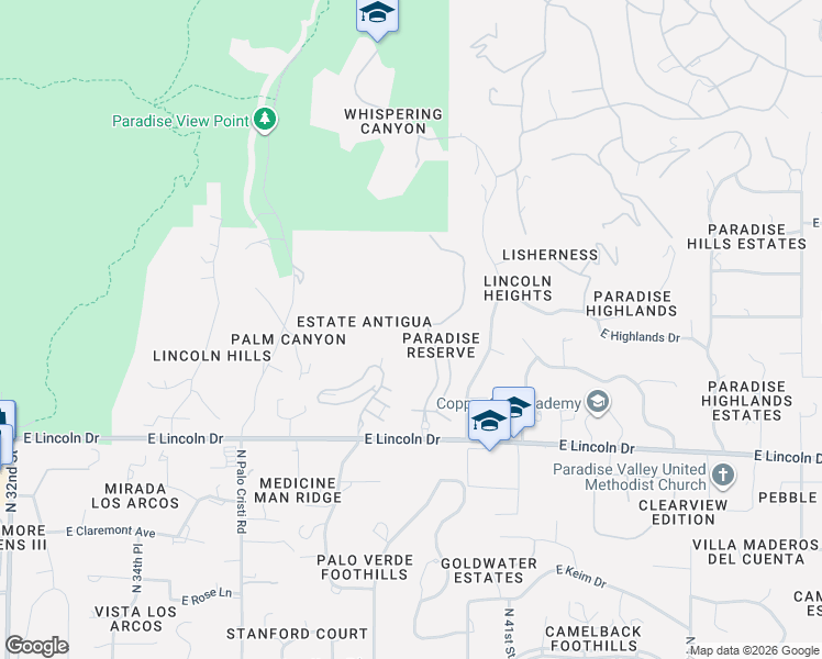 map of restaurants, bars, coffee shops, grocery stores, and more near 6750 North 39th Place in Paradise Valley