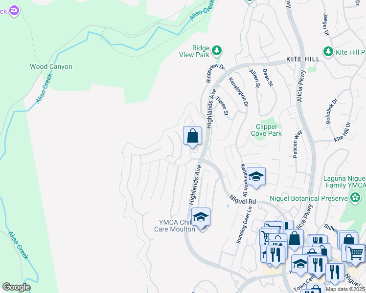 map of restaurants, bars, coffee shops, grocery stores, and more near 29494 Port Royal Way in Laguna Niguel