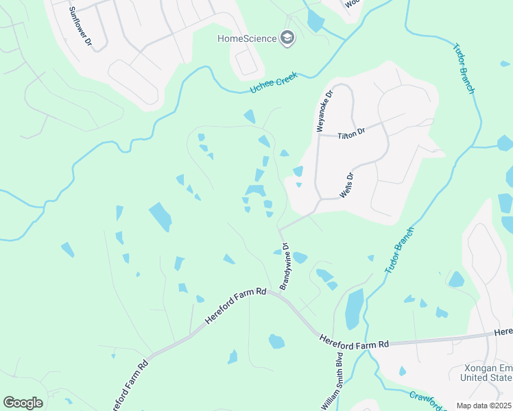 map of restaurants, bars, coffee shops, grocery stores, and more near 446 Brandywine Drive in Evans