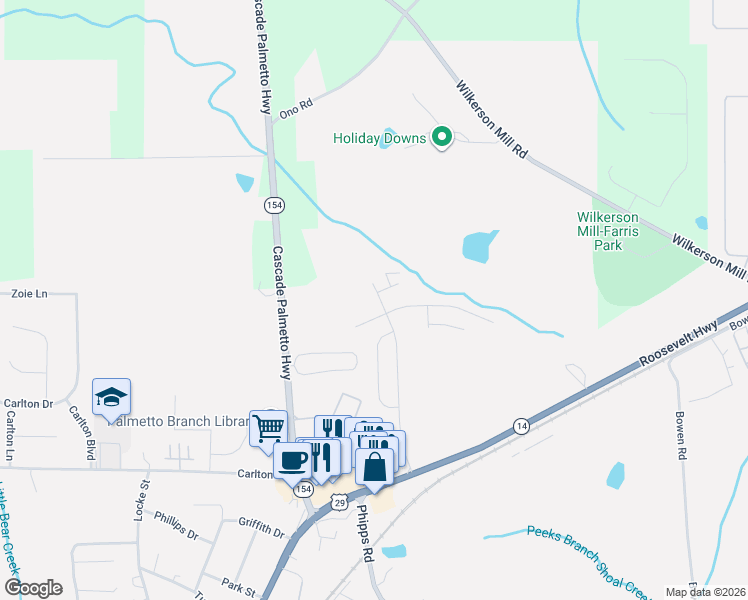 map of restaurants, bars, coffee shops, grocery stores, and more near 538 Walnut Way in Palmetto