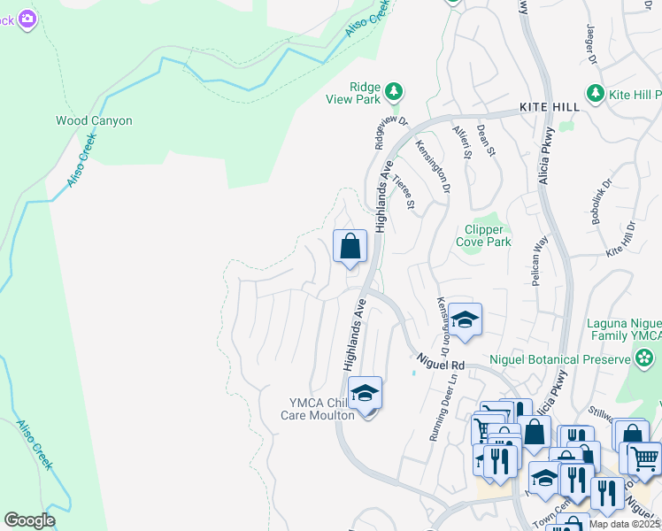 map of restaurants, bars, coffee shops, grocery stores, and more near 29401 Port Royal Way in Laguna Niguel