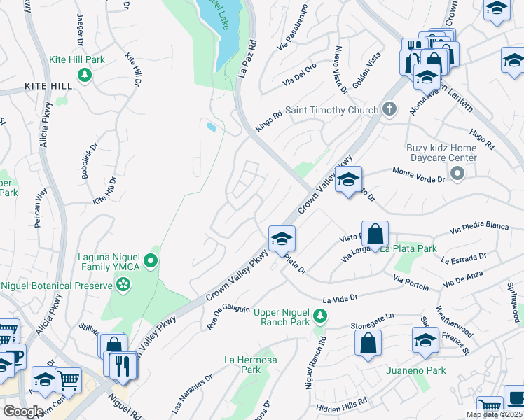 map of restaurants, bars, coffee shops, grocery stores, and more near 24496 Kings View in Laguna Niguel