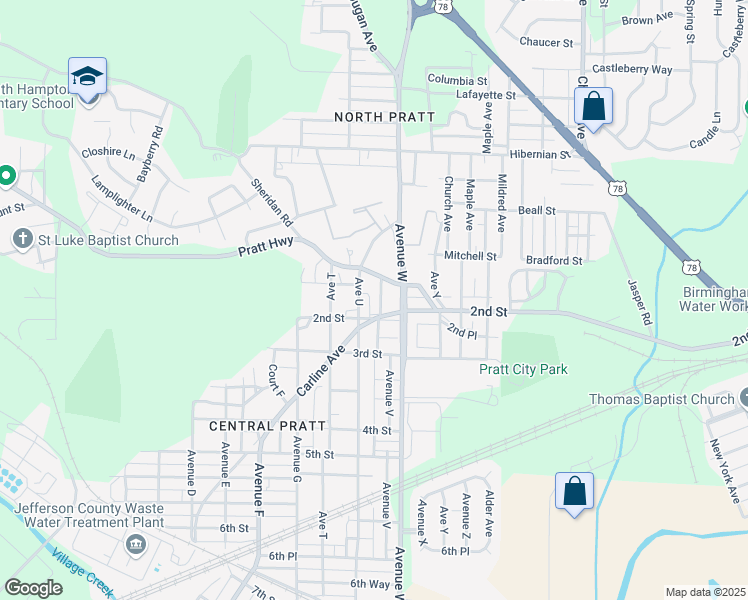 map of restaurants, bars, coffee shops, grocery stores, and more near 108 Avenue V in Birmingham