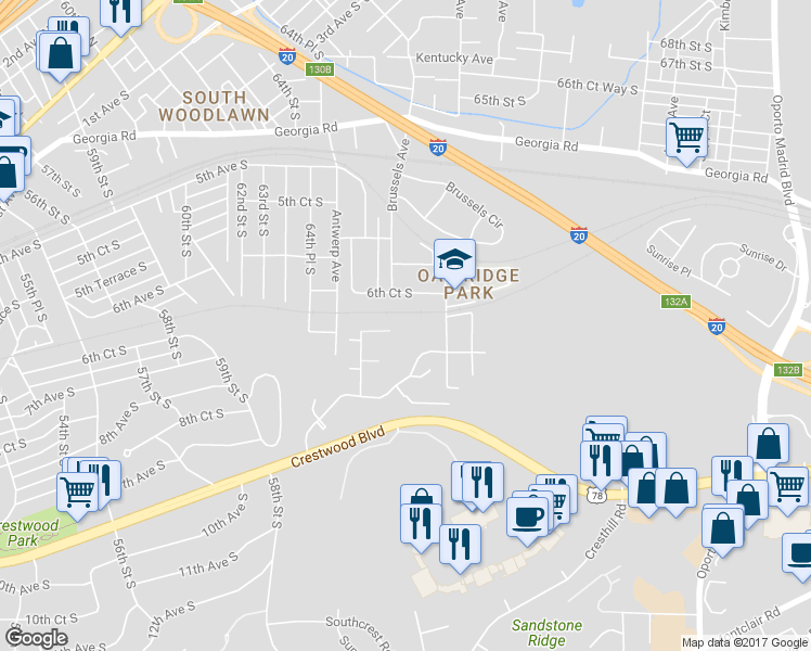 map of restaurants, bars, coffee shops, grocery stores, and more near 705 Antwerp Avenue in Birmingham