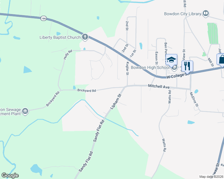 map of restaurants, bars, coffee shops, grocery stores, and more near 731 Yates Road in Bowdon