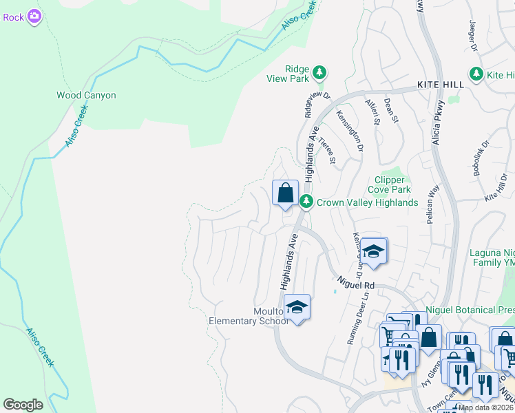 map of restaurants, bars, coffee shops, grocery stores, and more near 29466 Christiana Way in Laguna Niguel