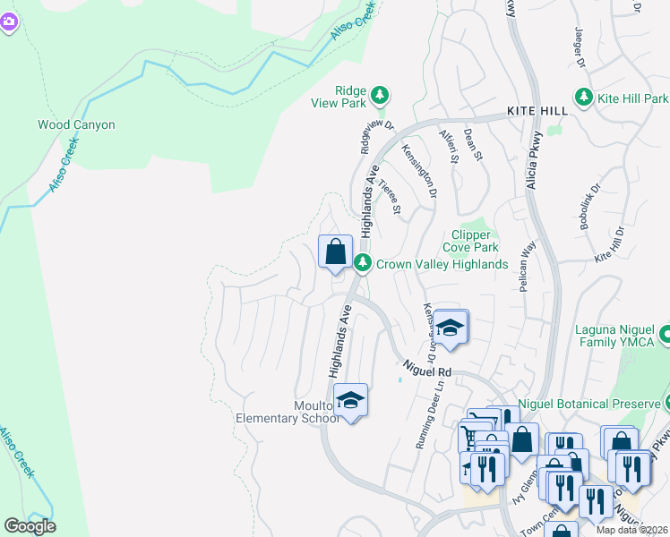 map of restaurants, bars, coffee shops, grocery stores, and more near in Laguna Niguel