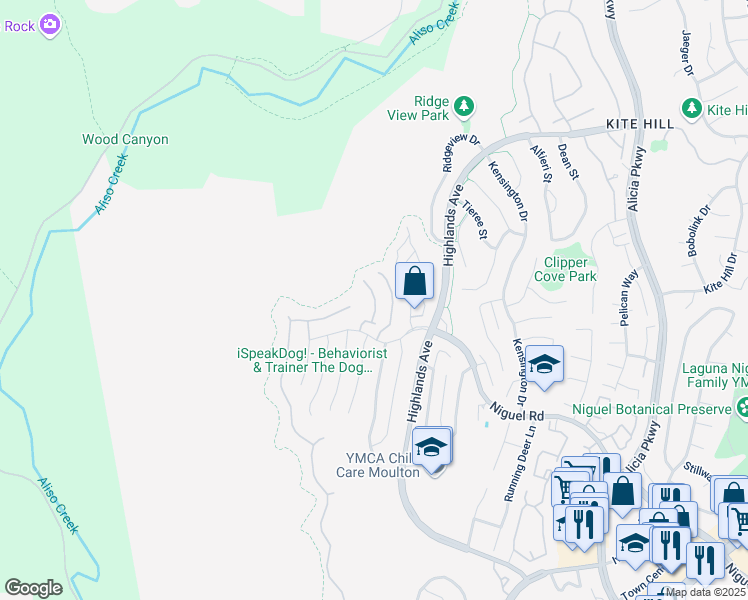 map of restaurants, bars, coffee shops, grocery stores, and more near 29446 Christiana Way in Laguna Niguel