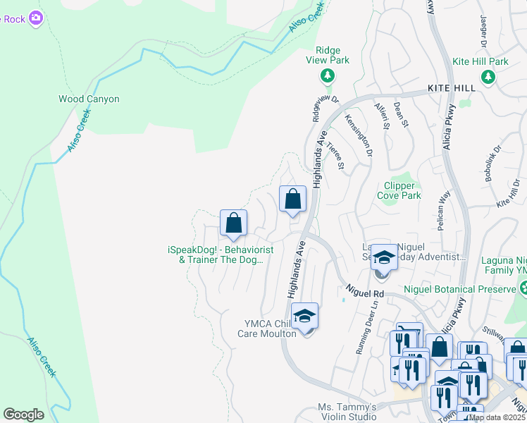 map of restaurants, bars, coffee shops, grocery stores, and more near 29396 Christiana Way in Laguna Niguel