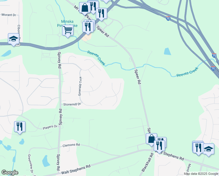 map of restaurants, bars, coffee shops, grocery stores, and more near 1015 Chads Ridge in Jonesboro