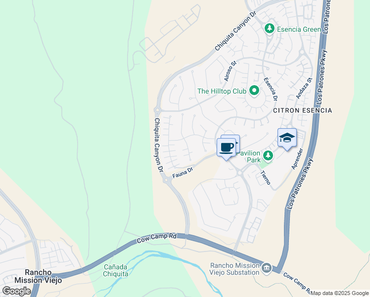 map of restaurants, bars, coffee shops, grocery stores, and more near 33 Cantar Street in Ladera Ranch