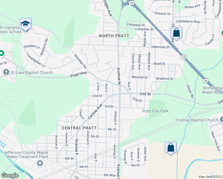 map of restaurants, bars, coffee shops, grocery stores, and more near 108 Avenue V in Birmingham