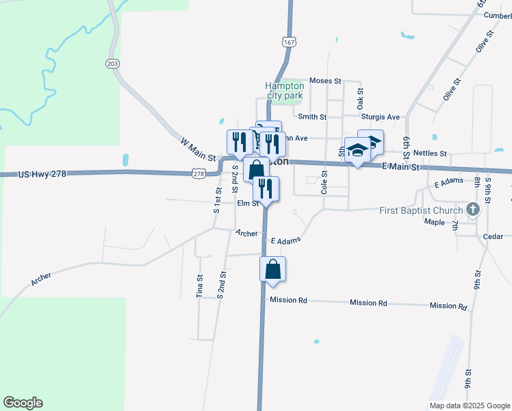 map of restaurants, bars, coffee shops, grocery stores, and more near 8 Elm Street in Hampton